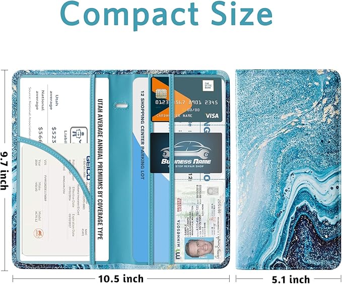 CoBak Car Registration and Insurance Holder - Vehicle Glove Box Car Organizer,Auto Truck Comparment Accessories Case with Magnetic Closure for Driver License,Cards