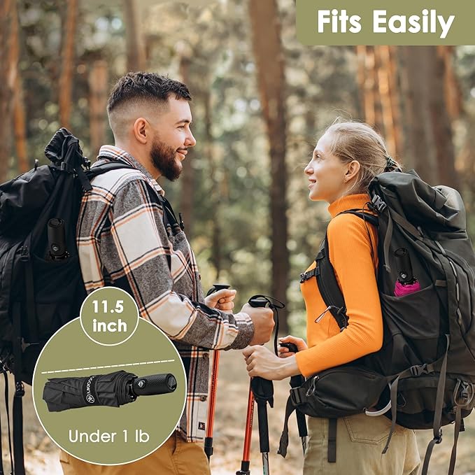 Khulula Windproof Compact Travel Umbrellas for Rain – Easy Auto Open Close, Automatic Durable Waterproof – Backpack, Portable, Lightweight Umbrellas for Travel