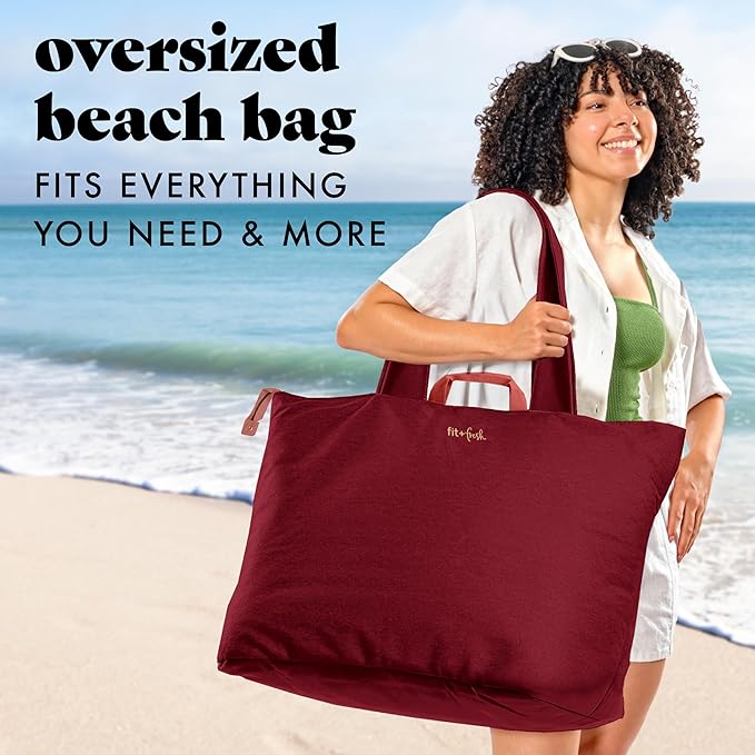 Fit & Fresh Large Beach Bag for Women - Extra Large Travel Tote With Pockets