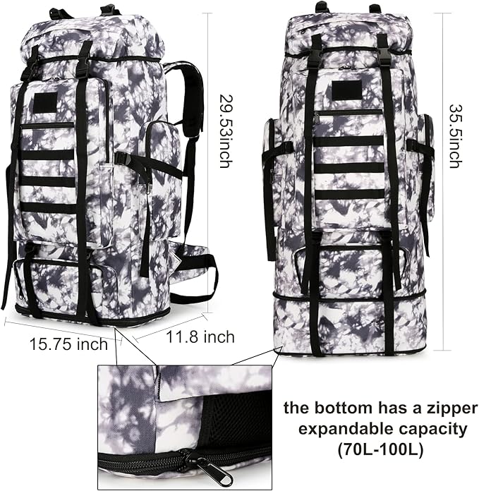 Hiking Backpack for Men 70L/100L Camping Backpack Military Rucksack Molle 3 Days Assault Pack for Climbing