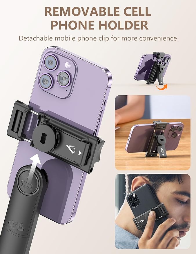 71" Selfie Stick Tripod, All in One Quadripod with Remote & Phone Holder, Extendable Cell Phone Tripod, Travel Tripod Stand Compatible with for Cell Phone & Camera, iPhone, Android,Video Recording