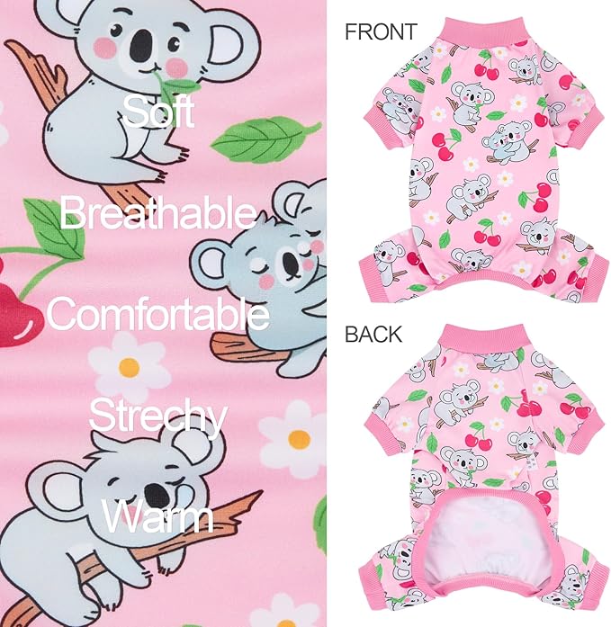XPUDAC 4 Pieces Dog Pajamas for Small Medium Sized Dogs Stretchable Dog Pjs Soft Puppy Clothes Boy Girl Cats Pet Outfits, L