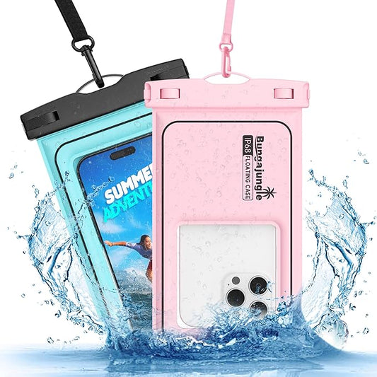Waterproof Phone Pouch - 2 Pack IP68 Floating Waterproof Phone Case, Dry Bag Beach Cruise Ship Essentials with Adjustable Lanyard for iPhone 16 Pro Max / 15 Pro / Galaxy S24 S23 (Blue and Pink)