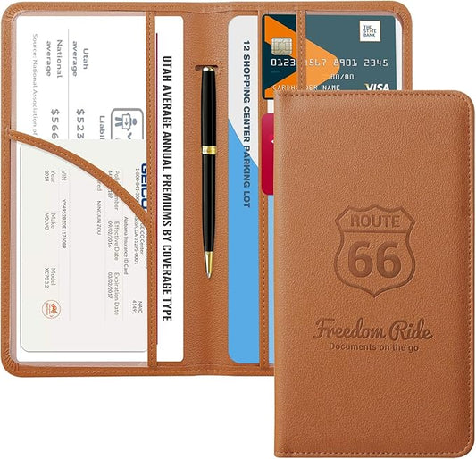 CoBak Car Registration and Insurance Holder - Vehicle Glove Box Car Organizer,Auto Truck Comparment Accessories Case with Magnetic Closure for Driver License,Cards