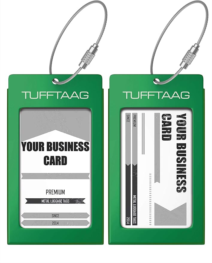 Luggage Tags Business Card Holder by TUFFTAAG - Durable Travel ID Bag Tag in Multiple Color Options, Perfect for Suitcases, Backpacks, and Carry-Ons, Easy Identification, Secure and Stylish