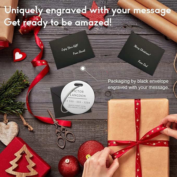 Stainless Luggage Tags for Suitcases 4 Pack: Metal Personalized Luggage Tags for Backpacks & Bags with Customizable Texts (Silver)