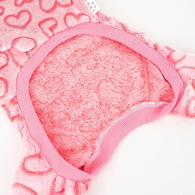 XPUDAC Dog Pajamas Heart Fleece Dog Sweater Winter Puppy Clothes for Small Medium Dogs Girl Pet Holiday Clothes Doggie Outfits for Valentines Day, XL