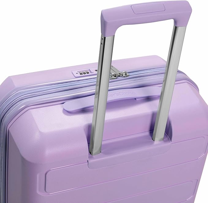 Traveler's Choice Pagosa Indestructible Hardshell Expandable Spinner Luggage, Lavender, 22-Inch Carry-on