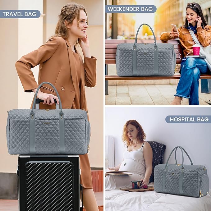 LOVEVOOK Travel Duffle Bag,Weekender Bags for Women Overnight Bag with Shoe Compartment, Carry on with Toiletry Bag,Duffel Bag with Wet Pocket,Hospital Bags for Labor and Delivery