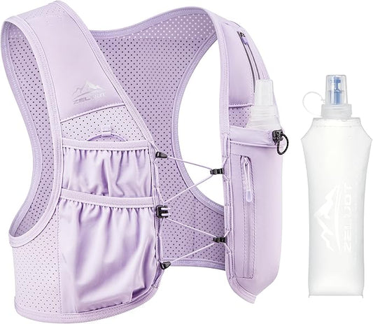 Running Vest for Women Men, USA Original Patent, Adjustable Chest Straps Running Hydration Vest with 500ml Soft Flask, Lightweight Reflective Hydration Backpack for Marathon