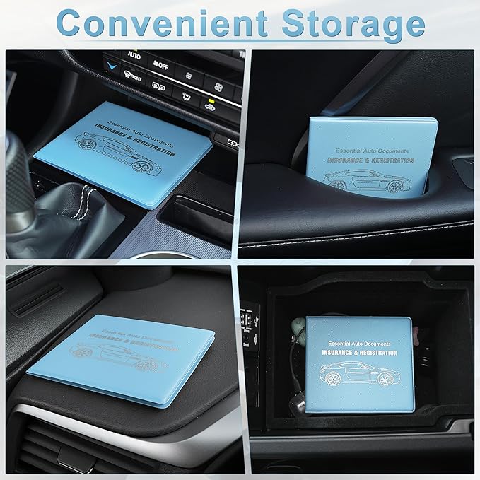 UYYE Car Registration and Insurance Card Holder, Vehicle Glove Box Car Organizer, Interior Car Accessories for Documents, Cards, License - 2 Pack