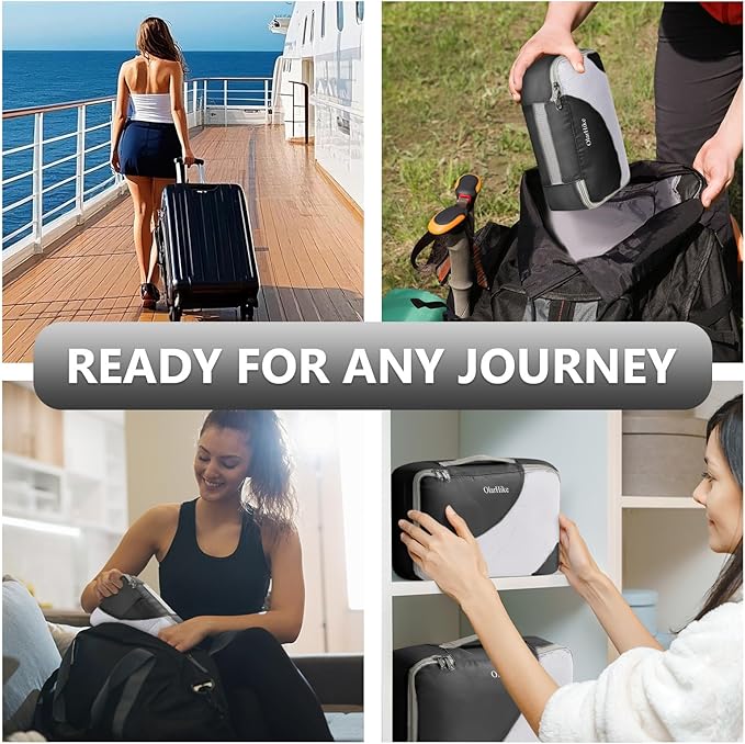 8 Set Packing Cubes for Travel, Anti-Tearing Suitcase Organizer for Luggage with Shoe & Hanging Toiletry Bag,Gifts for Women Mom,OlarHike Vacation Essentials & Accessories for Cruise Ship,Ink