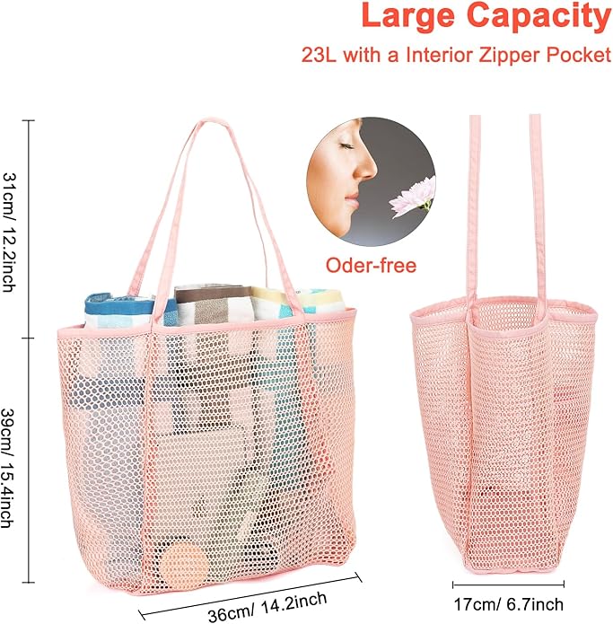 Mesh Beach Bag for Women, Casual Hobo Bags Large Beach Tote for Pool Travel Cruise Vacation Essentials