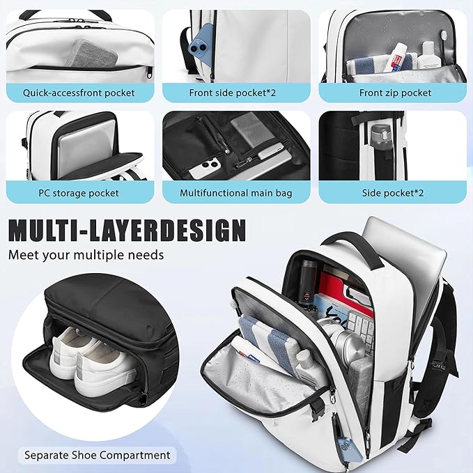 Travel Backpack for Men, 17.3 Inch Laptop Backpack, Water Resistant Business backpack with Waterproof zipper，Carry on Backpack with 30L Large Capacity Bag for Work College Travel