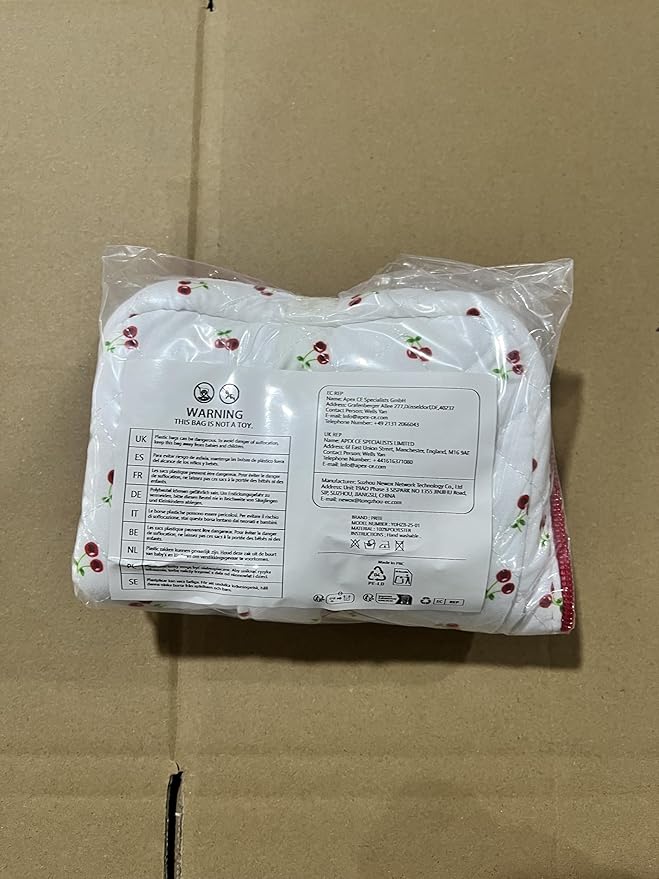 Prite Large Makeup Bag for Women Quilted Floral Cotton Cosmetic Bag Cute Coquette Aesthetic Floral Travel Toiletry Bag (Red Berries)