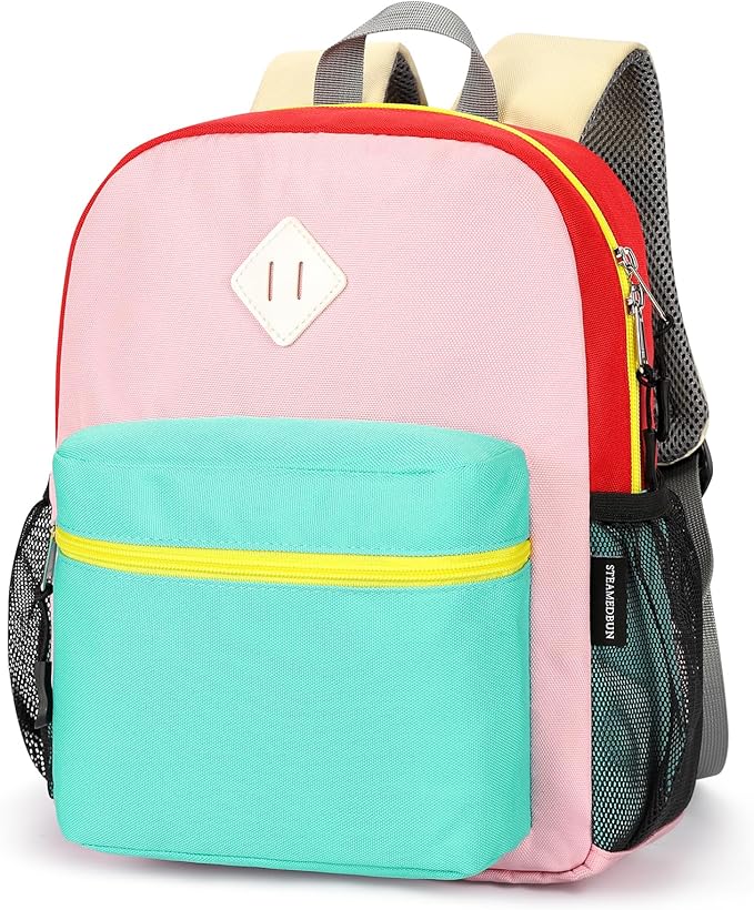 STEAMEDBUN Toddler Backpack for Girls 2-4,Kindergarten Backpack for Girls,Preschool Backpack,Mini, Pink&light Green