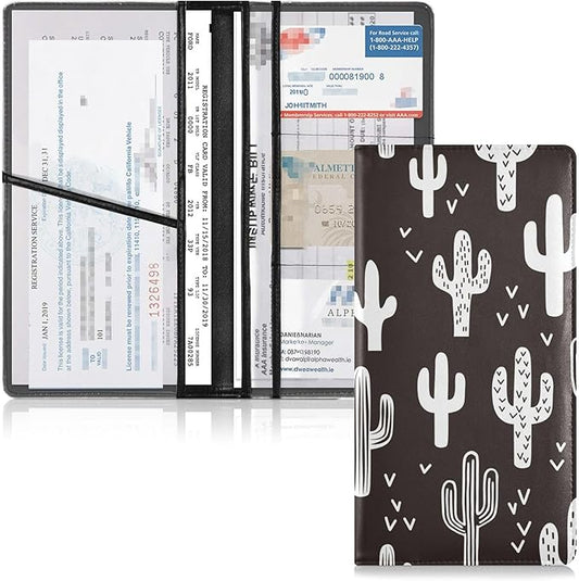 Linqin Car Registration and Insurance Card Holder, Western Cactus Glove Box Organizer Card Document Wallet