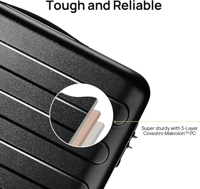 NINETYGO Carry On Luggage 22x14x9 Airline Approved, 20 Inch Luggage with Smooth Spinner Wheels, Lightweight, Hard Shell PC Suitcase Carry-On, Travel Luggage, TSA Approved (Black, Rhine Basic)