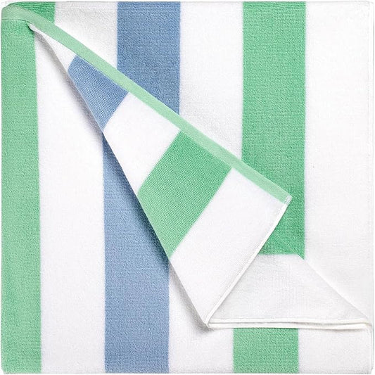 Cotton Oversized Beach Towel - Extra Large 40"X70" Big Cute Thick Pool Towel, XL Stitch Beach Towels Striped Mint Green Swimming Towel for Adults Mens Women