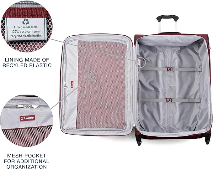 Travelpro Maxlite 5 Softside Expandable Checked Luggage with Spinner Wheels, Lightweight, 29-Inch — Burgundy