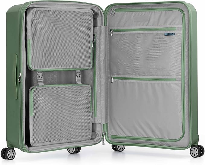 Traveler's Choice Pagosa Indestructible Hardshell Expandable Spinner Luggage, Green, 3-Piece Set (22/26/30)