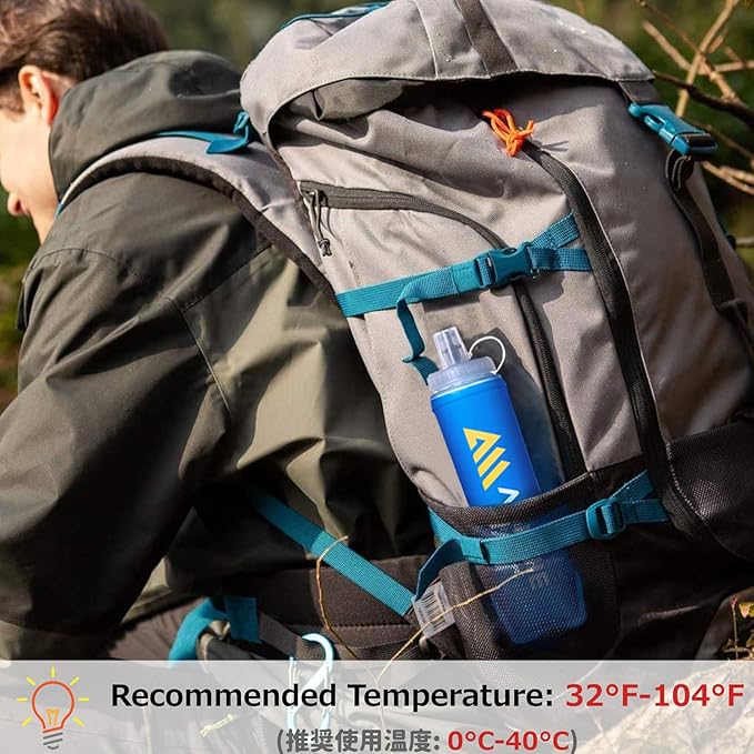 Azarxis TPU Soft Flask Collapsible Water Bottles BPA-Free 250ml 350ml 500ml 600ml for Hydration Vest Pack Running Hiking Cycling Climbing