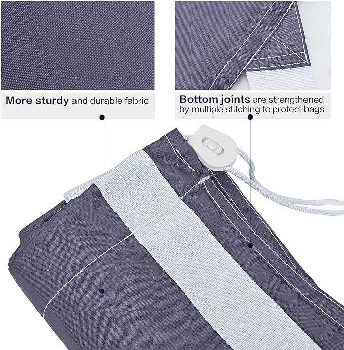 HOMEST XL Nylon Laundry Bag with Strap, Large Dirty Garments Organizer, Easy Fit a Hamper or Clothing Basket, Can Carry Up to 4 Loads of Clothes, Gray