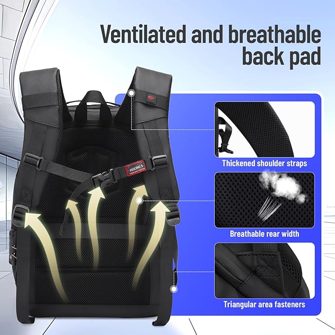 40L Business Travel Backpack for men with password lock, Expandable Water Resistant 17 Inch Laptop Backpack with USB Port, Black Computer Backpack for College/Work