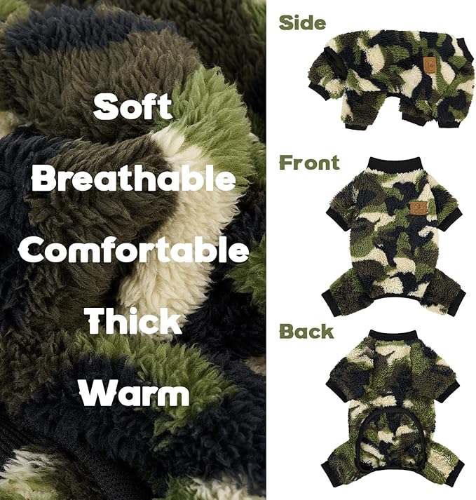 XPUDAC Dog Sweater, Dog Winter Clothes for Small Medium Dogs Girl Boy Fleece Doggy Pajamas for Winter Christmas, Camouflage, X-Small