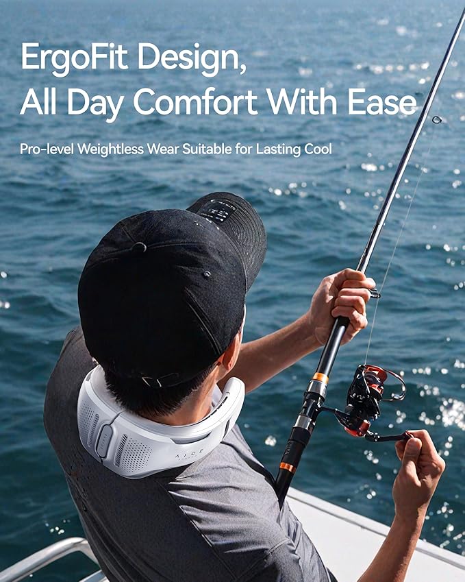 RANVOO AICE LITE Plus 2025 Max Cooling Airflow [No.1 Coolest & Most Durable] Neck Air Conditioner, Ultimate Immersive Personal AC 6,000 mAh Rechargeable Neck Fan Blow Cold Air, Gifts for Mom Dad, Blue