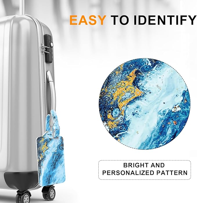 4 Pack Luggage Tag for Suitcases TSA Approved, Leather Suitcase Tags Identifiers, Cute Bag Name Travel Tags ID Labels for Women Men Cruise Airport Luggage Travel Essentials by Sodsay