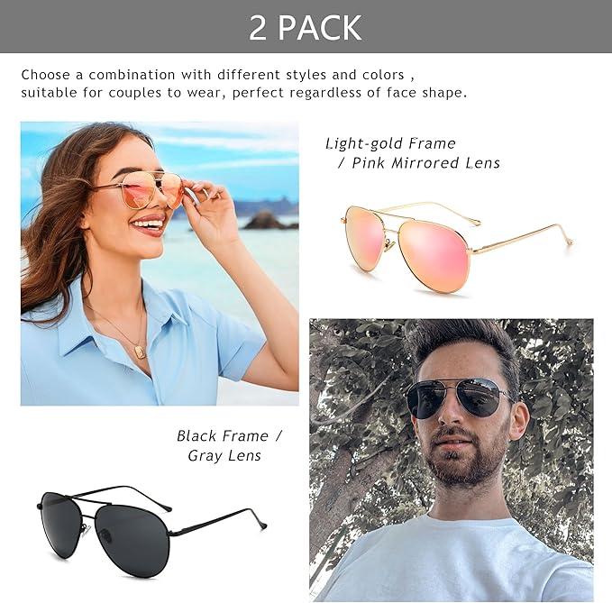 SUNGAIT Women's Lightweight Oversized Aviator Sunglasses - Classic Style Polarized Lens
