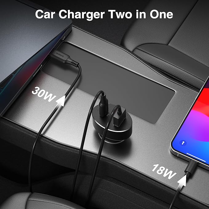 Type C Car Charger, Nekteck USB Adapter with 45W Power Delivery and 12W A Port Compatible with iPhone, iPad, MacBook, Galaxy, Google Pixel, 3.3ft Cable Included, NOT Ideal for Note10+PPS