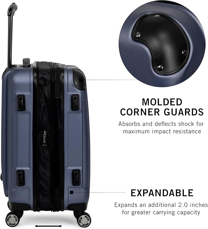 Kenneth Cole REACTION Renegade Luggage Expandable 8-Wheel Spinner Lightweight Hardside Suitcase, Smokey Purple, 3-Piece Set (20"/24"/28")