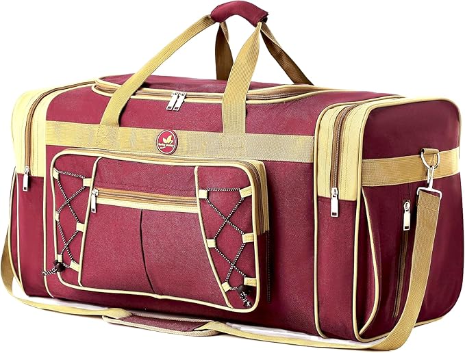 Travel Duffle Bags for Men Weekender Over Night Carry On Bag Lightweight Extra Large Oxford Duffel Gym Sturdy Luggage Water-Proof for Men & Women 26" (Blue Gold)