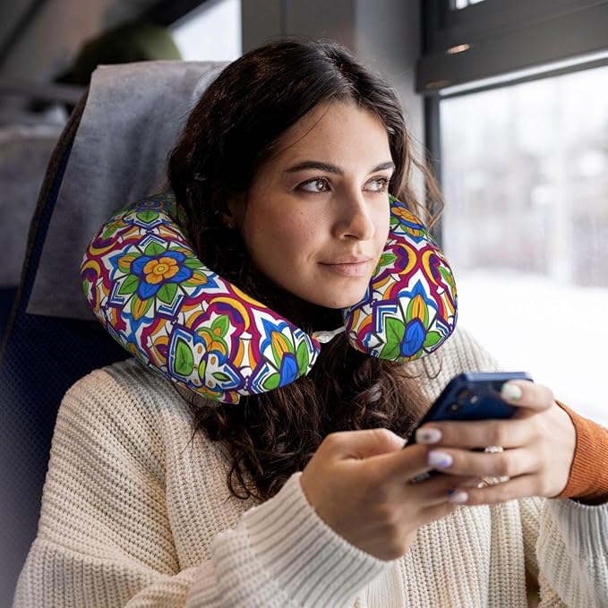 Comfortable Travel Pillow for Pain Relief Sleeping, Memory Foam Airplane Car Neck Pain Pillows Talavera, Funny Chin Head Support Cushion