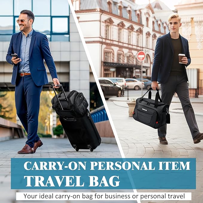 Underseat Carry On luggage Bag Airplanes Personal Item Bags, Gym Bag for Men Weekender Overnight Travel Tote Bag Shoulder Small Softside Carry on Luggage Travel Duffel Bags For Men Women -16 IN Grey