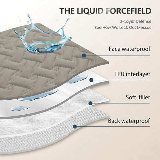 gogobunny Waterproof Dog Bed Cover Pet Blanket for Furniture Bed Couch Sofa Reversible (Dark Stone/Light Stone, 68x82 Inch (Pack of 1))