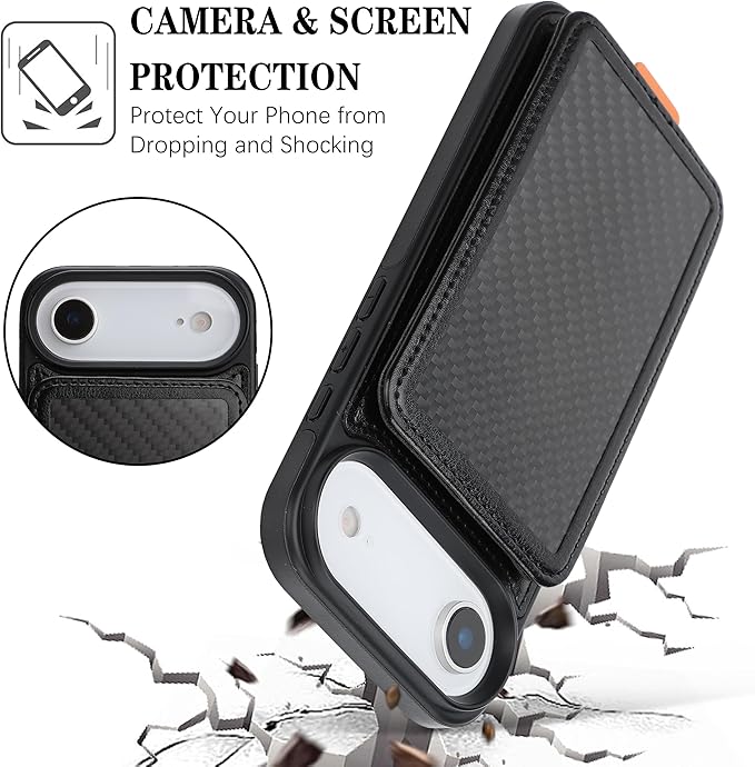 GUERNICA for iPhone 17 Air (6.7") Case Wallet with Card Holder, RFID Blocking Leather Protection, Shockproof Women Men Phone Case for iPhone Air, A - Black