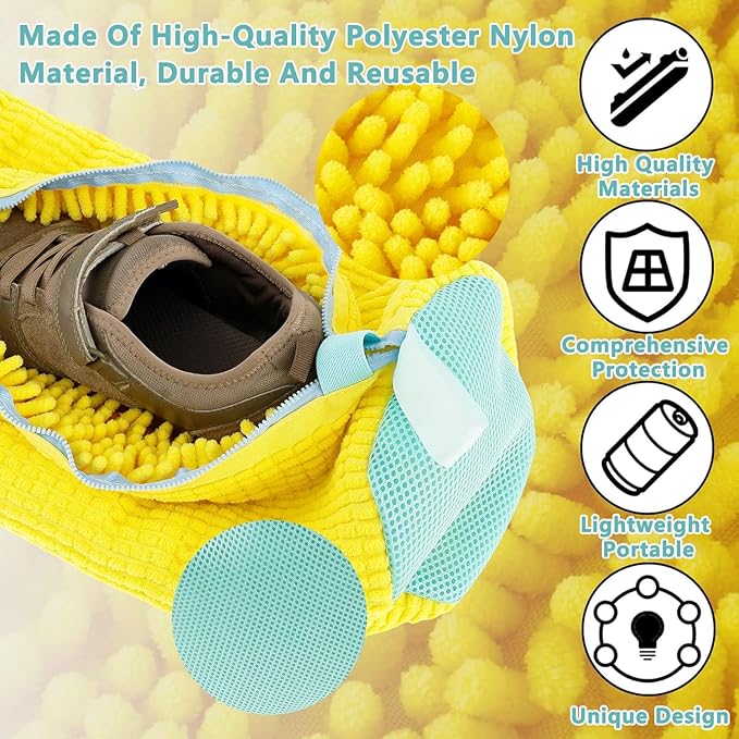 2Pcs Shoe Washing Machine Bags, Laundry Shoe Bags for Washer and Dryer, Sturdy Zipper with Hook Design, Reusable Washing Bag for Sneaker, Tennis, Fits All Shoe Types & Sizes, （Yellow 2 Packs）