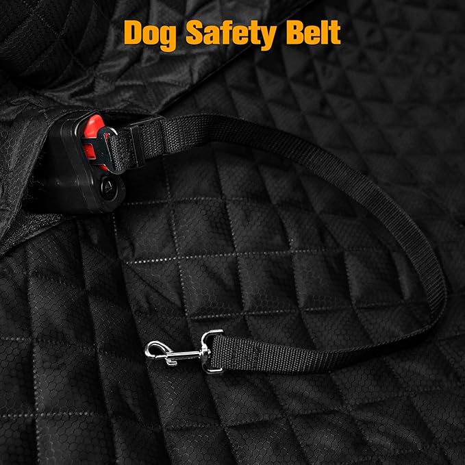 PETICON Dog Seat Covers for Trucks with Fold Up Seats, Crew Cab Floor Cover with Door Protection, Waterproof Full Coverage Pet Truck Back Seat Cover with Mesh Window for F-Series