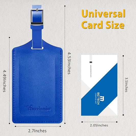 Travelambo Luggage Tags for Suitcases Faux Leather Privacy Protection 2 Pack Bag Tags Travel Accessories Essential, Fresh Blue