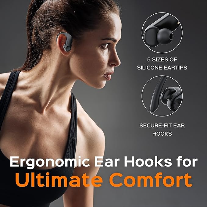 TREBLAB X3 Pro Wireless Ear Buds Bluetooth, 145H Long Battery Life Workout Headphones with Secure Ear Hooks, Bluetooth 5.3 Sport Over Ear Earbuds,Noise Isolation, IPX5 Sweatproof Earphones, 4 ENC Mics