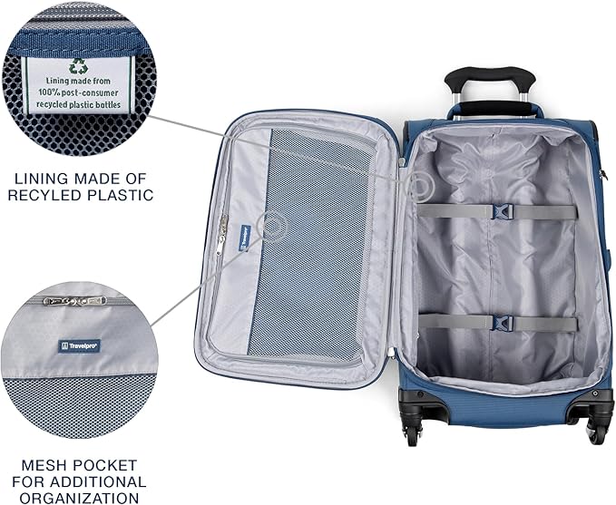Travelpro Maxlite 5 Softside Expandable Carry-On Luggage with Spinner Wheels, Lightweight, 21-Inch —Ensign Blue