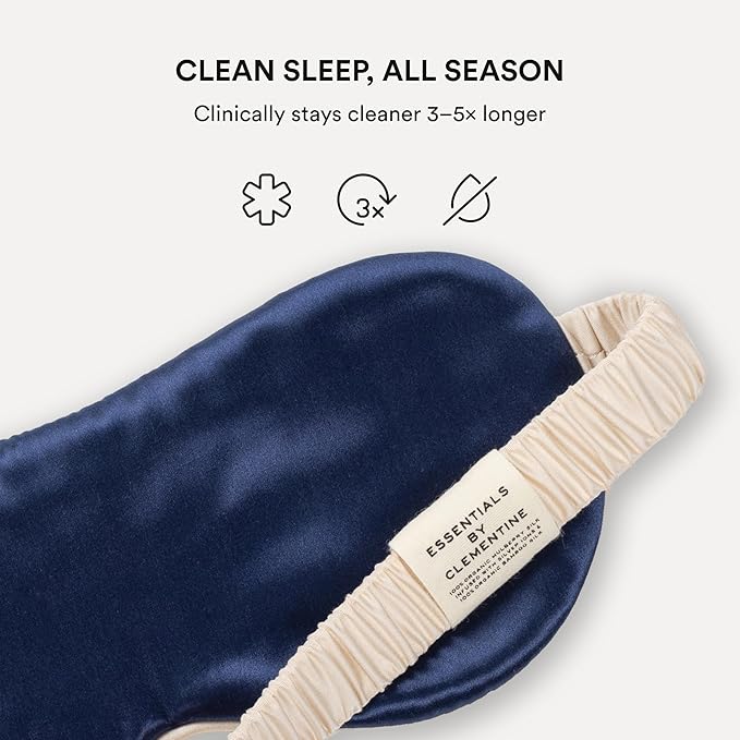 Clementine Sleepwear Essentials Organic Champagne Sunset Sleep Mask | Oversized Contoured Eye Mask with Bamboo and Silver Ion Silk for Sensitive Skin and Restful Sleep