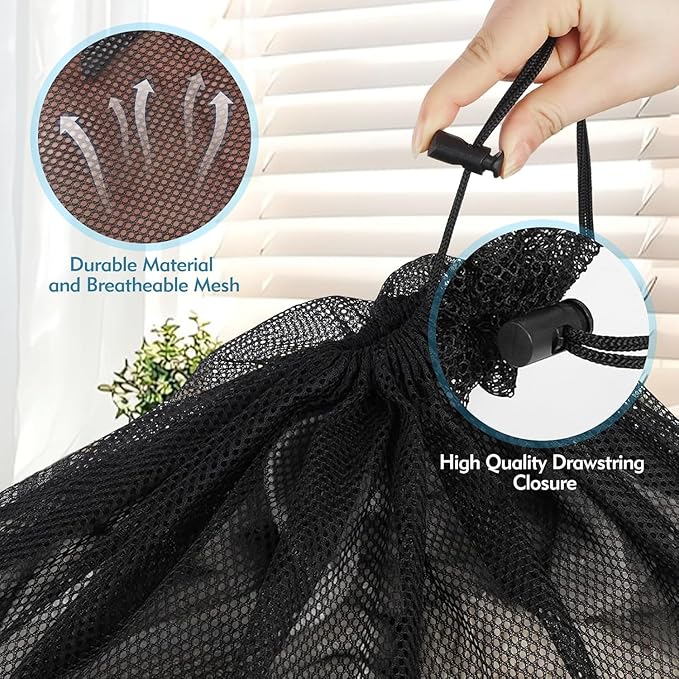 2 Pack Mesh Laundry Bags, 23 x 34 Inches Heavy Duty Mesh Laundry Bag, Large Laundry Drawstring Bag for College, Dorm, Travel, Family and Apartment Dwellers (blue)