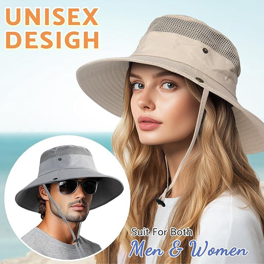 PFFY Sun Bucket Hats for Men Women 3” Wide Brim UPF 50+ Fishing & Beach Hat