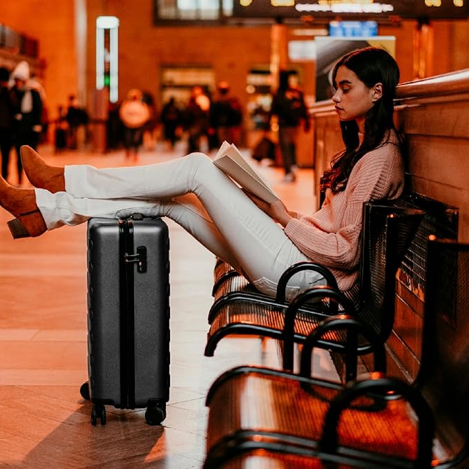 NINETYGO Luggage Sets 2 Piece, Carry On Luggage Airline Approved, Large Checked Luggage with Spinner Wheels, Lightweight, Hard Shell PC Suitcase Sets, TSA Approved, 20in/28in (Grey, Rhine Basic)