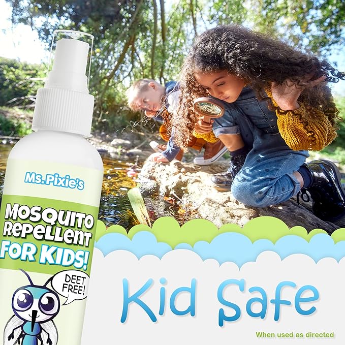 Ms. Pixie's Mosquito Repellent for Kids, DEET-Free Gentle Bug Spray for Children’s Skin & Outdoor Protection, 6 oz (180mL)
