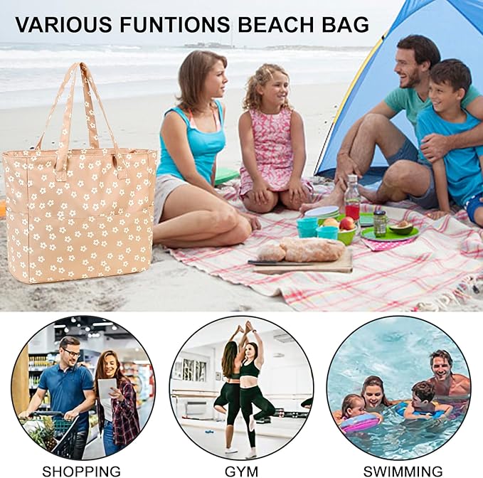 Bluboon Waterproof Beach Tote Pool Bags for Women Ladies Extra Large Carry On Bag With Wet Compartment for Weekender Travel
